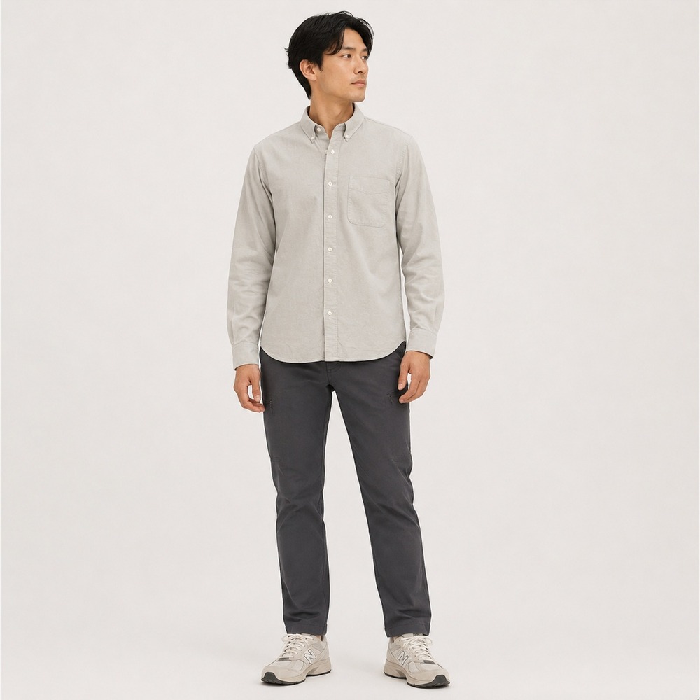 Everlane Uniform Mens Slim Fit Oxford Shirt Light Grey Button Down MEDIUM
